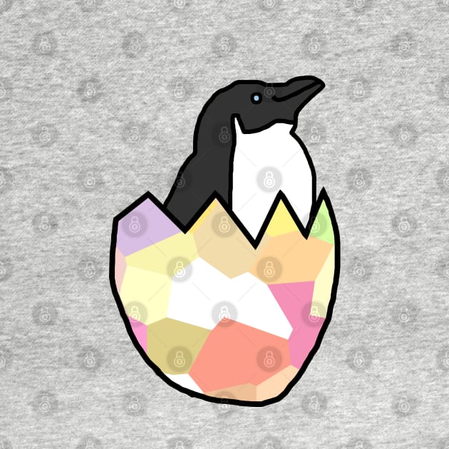 Little Penguin Hatching from Easter Egg by ellenhenryart